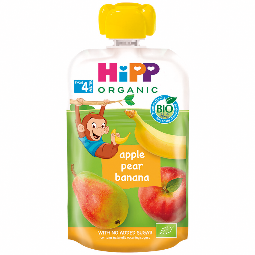 HIPP 喜寶有機果蓉唧唧裝(4個月以上) - 蘋果洋梨香蕉 100G