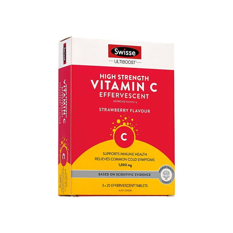 SWISSE 高濃度維生素C泡騰片 - 士多啤梨味 60'S