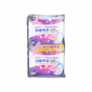 WHISPER 護舒寶PURE SKIN純肌+絲薄熟睡夜用12'Sx2 (32CM)