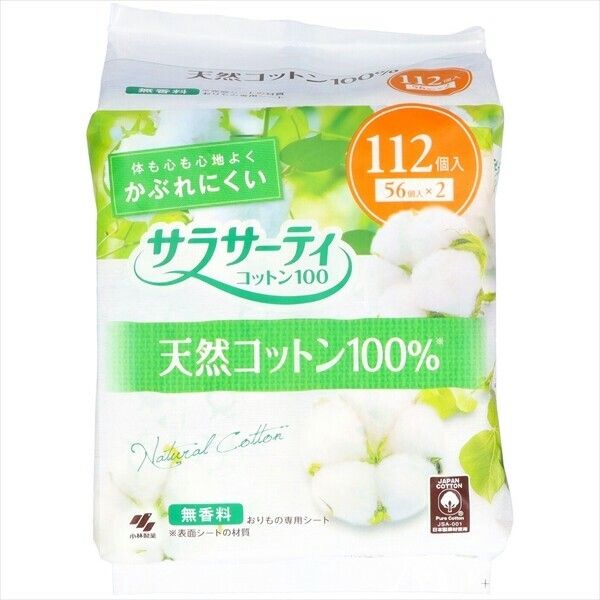 KOBAYASHI 小林製藥 SARASATY 100%純棉抗敏衛生護墊 - 無香 112'S