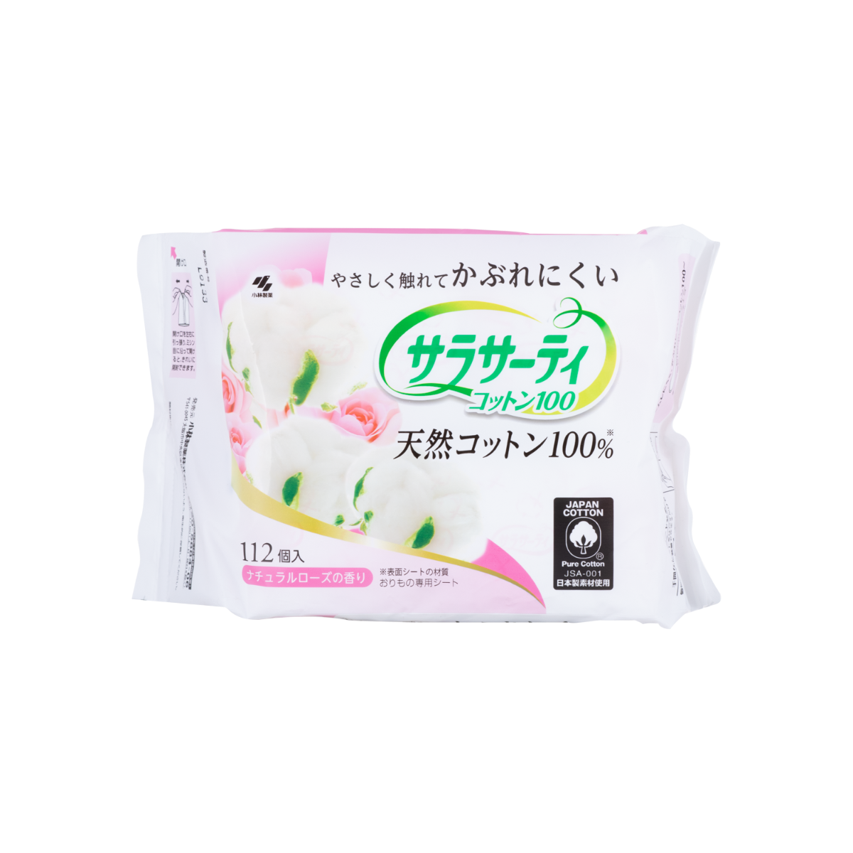 KOBAYASHI 小林製藥 SARASATY 100%純棉抗敏衛生護墊 - 玫瑰香 112'S