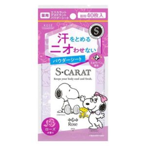 KOSE 高絲 S-CARAT SNOOPY 藥用止汗清爽濕紙巾 - 玫瑰香 40'S