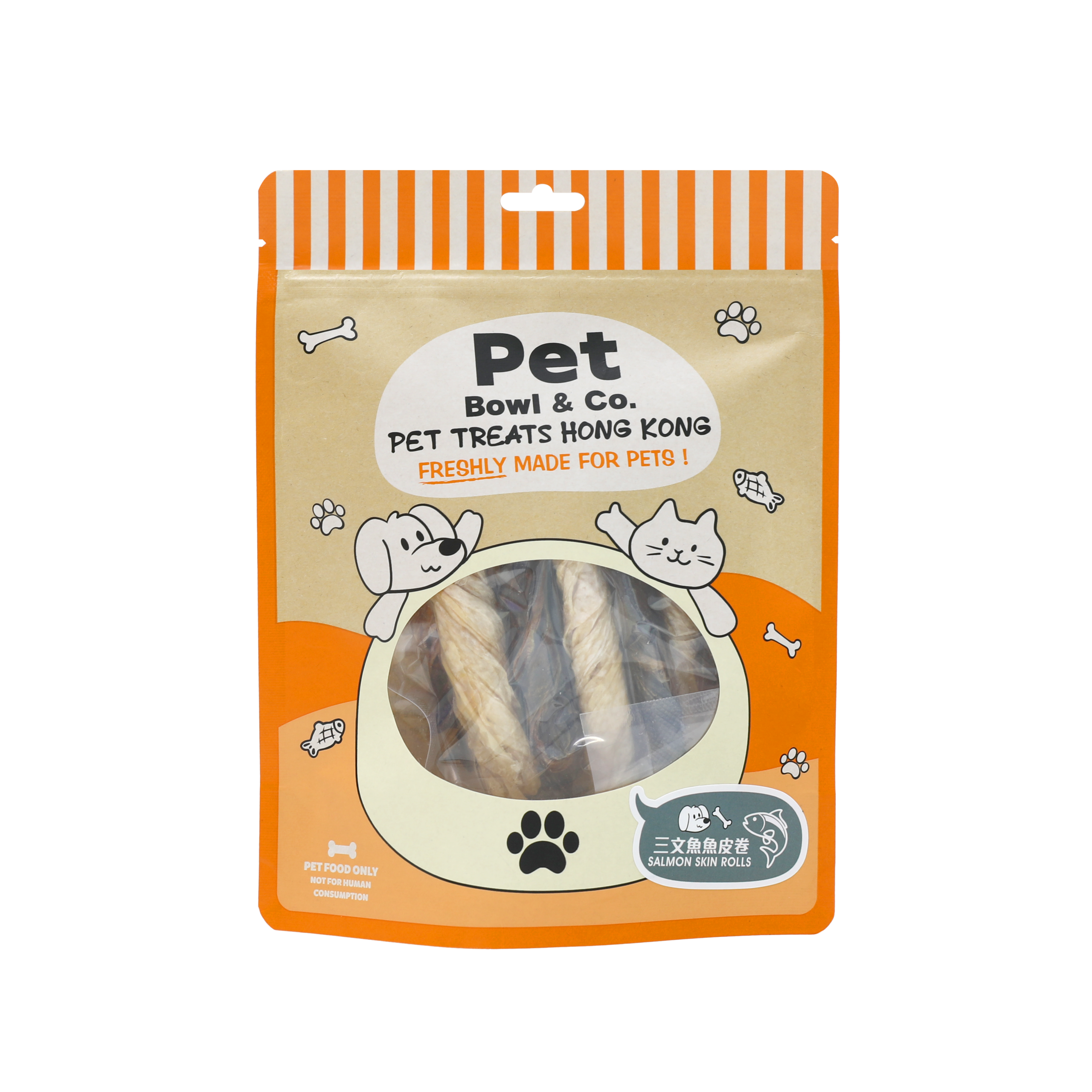 PET BOWL & CO. DOG FOOD-SALMON SKIN ROLLS 70G